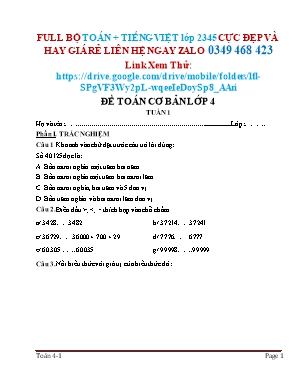 Tổng hợp các đề Toán cơ bản Lớp 4